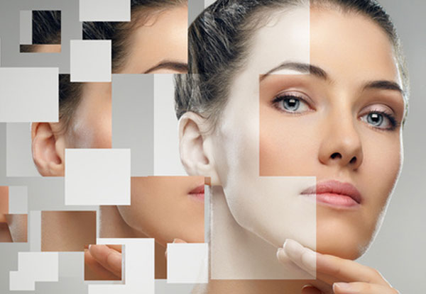 mosaic of facial parts coalescing